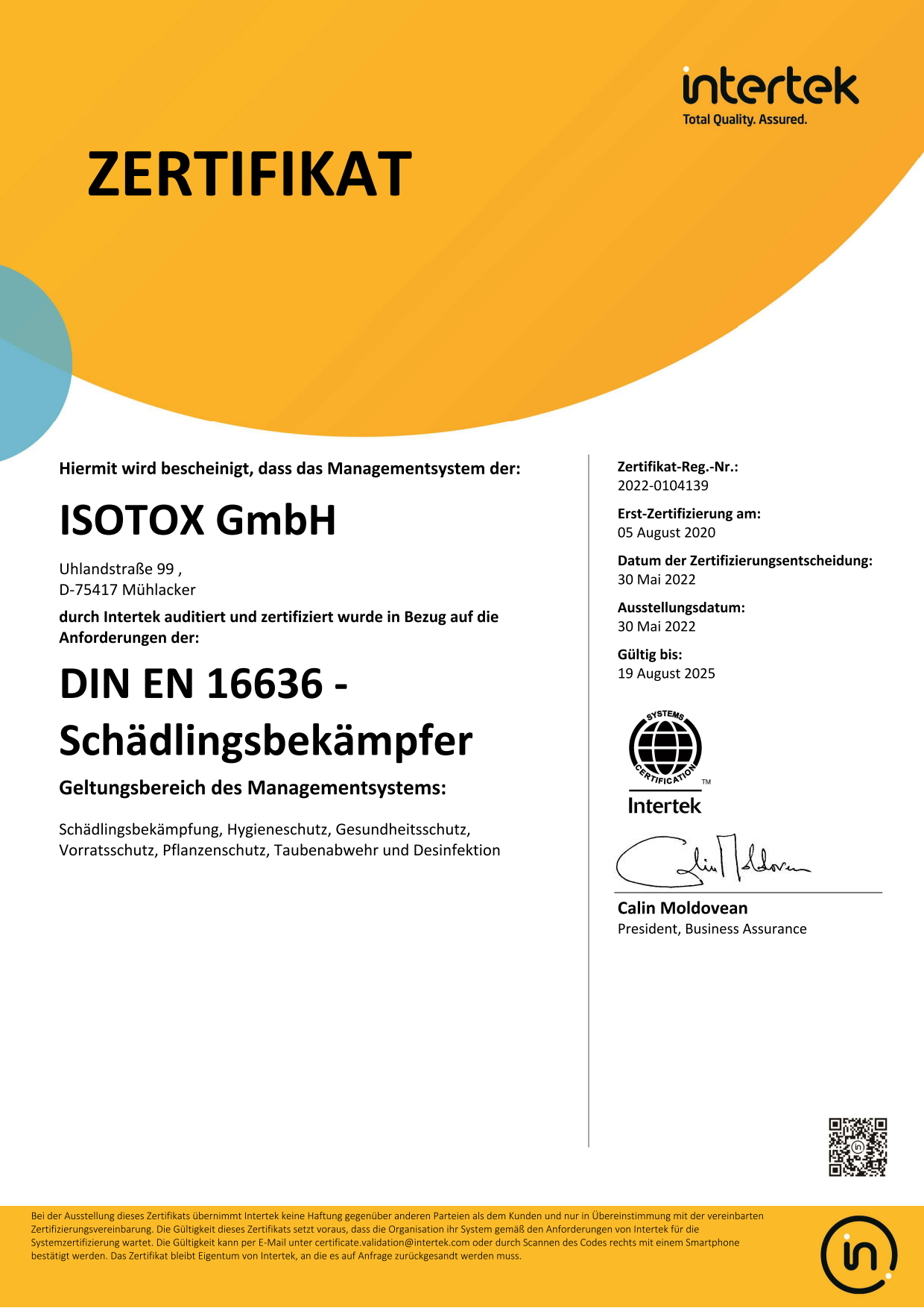 Isotox GmbH - DIN EN ISO 9001:2015